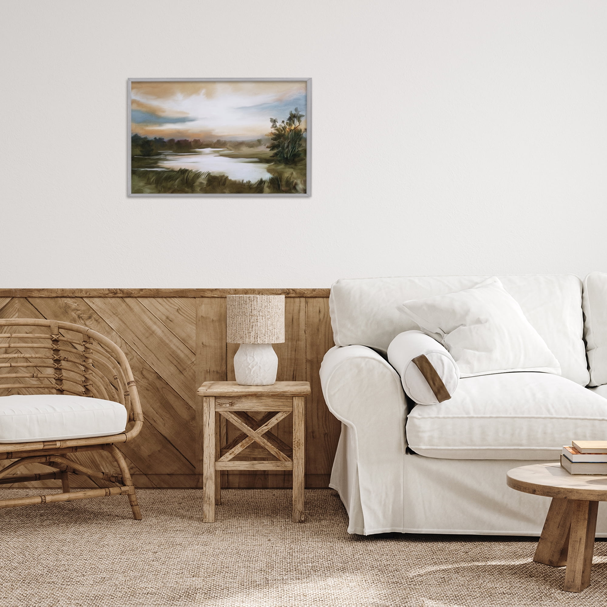 Stupell Industries Sunset Pond Countryside Gray Framed Giclee Art, design by Kim Allen
