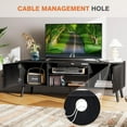 thumbnail image 2 of Mid-Century Modern TV Stand for TVs up to 60", Wood Entertainment Center with Storage Cabinets and Open Shelves, Black, 2 of 8