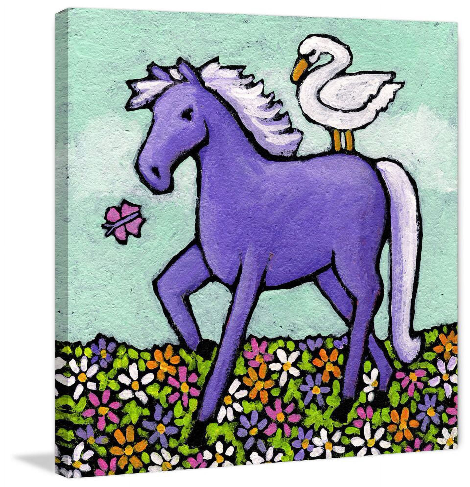 "Swan Riding a Horse" Painting Print on Wrapped Canvas