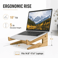 thumbnail image 2 of Wooden Laptop Stand Computer Stand Compatible with 14.8"-17.6'' Universal Laptop Shelf Ergonomic Laptop Riser for Desk, 2 of 7