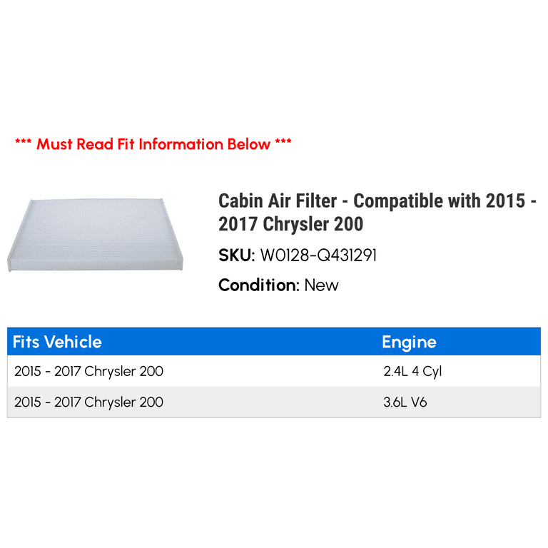 Chrysler 200 2024 cabin air filter