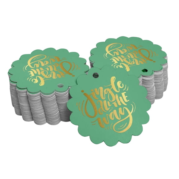 Inkdotpot Jingle All The Way Christmas Bottle Tag Real Gold Foil Favor Hang Tags Pack Of 100