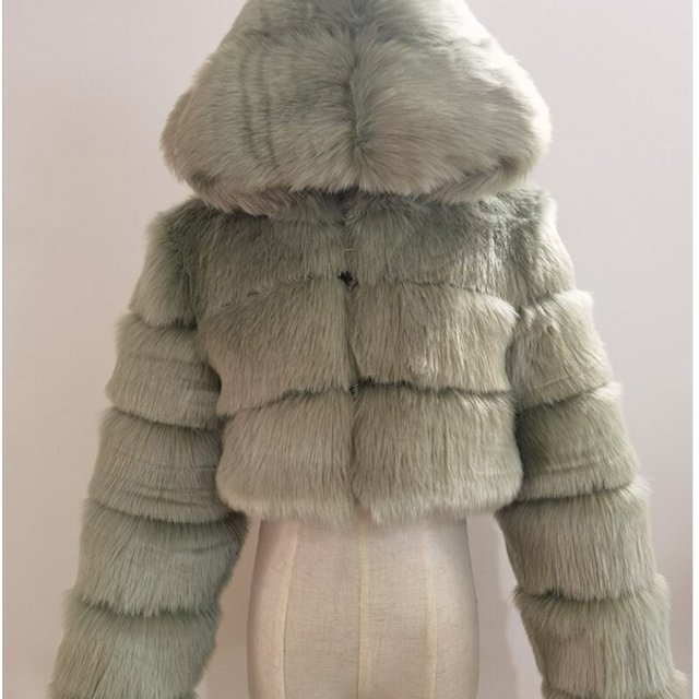 Abrigos y chaquetas de piel sintética recortados peludos de alta calidad para mujer, abrigo superior esponjoso con capucha, chaqueta de piel de invierno, abrigo femenino