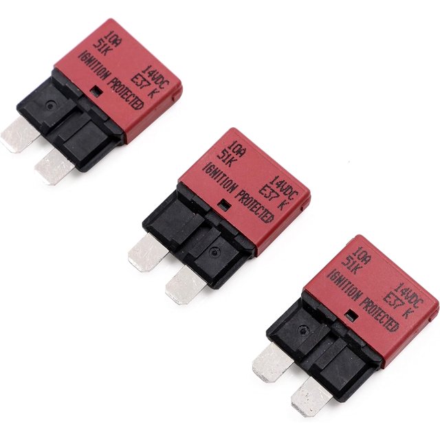 GFDYREE Disjoncteurs à Réinitialisation Automatique 12V DC 10 Ampères Type Fusible 1 Profil Bas ATC/ATO Fusible Disjoncteur Réinitialisable E37, Lot de 3