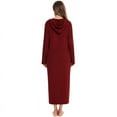 thumbnail image 6 of Women Long House Coat Zipper Front Robes Full Length Nightgowns with Pockets Hooded Loungewear, 6 of 7
