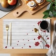 thumbnail image 2 of Red Flowers Placemats Set of 4, Spring Floral Petals Scratching Edges Wood Grain Non-Slip Place Mats Washable Table Mats for Kitchen Dining Table Decorations Indoor/Outdoor, 2 of 9
