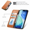 thumbnail image 4 of Wallet Case for iPhone Air, PU Leather Flip Cover with Elastic Wristband, Kickstand Shockproof Card & Cash Slots, Magnetic Closure Drop Protective Rugged Phone Cover, Brown, 4 of 15