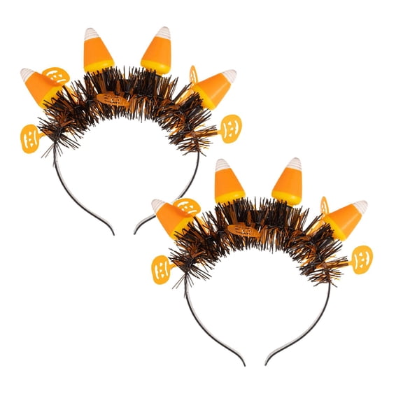 2Pcs Candy Corn Light-Up Head Boppers,Led Halloween Hair Hoop With Glowing Candy Corn Horns, Flashing Headpiece For Women Men Boys Girls Party Decoration
