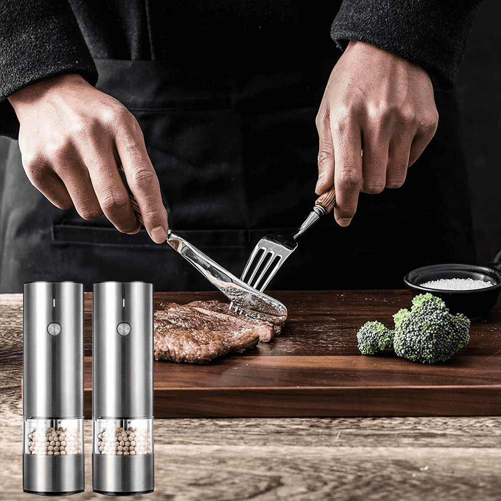  CAISIMIKI Electric Salt and Pepper Grinder Set, One