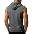 thumbnail image 3 of Havenx Men's Workout Hooded Tank Tops Sleeveless Drawstring Hoodie with Pockets Solid Color T-Shirts Sports Training Bodybuilding Athletic Muscle Gym Streetwear,Gray S, 3 of 5