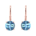 thumbnail image 2 of MauliJewels Earrings for Women 4.7 Carat 8MM Round Blue-Topaz Leverback Earrings Carat 14K Rose Gold 4-prong, 2 of 5