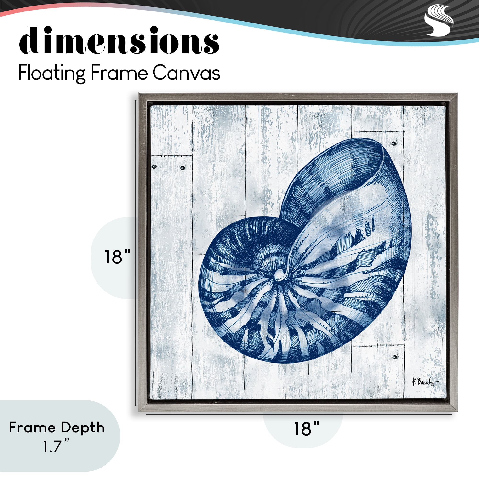 Stupell Industries Coastal Timberland Nautilus Gray Framed Floater Canvas Wall Art, design by Paul Brent