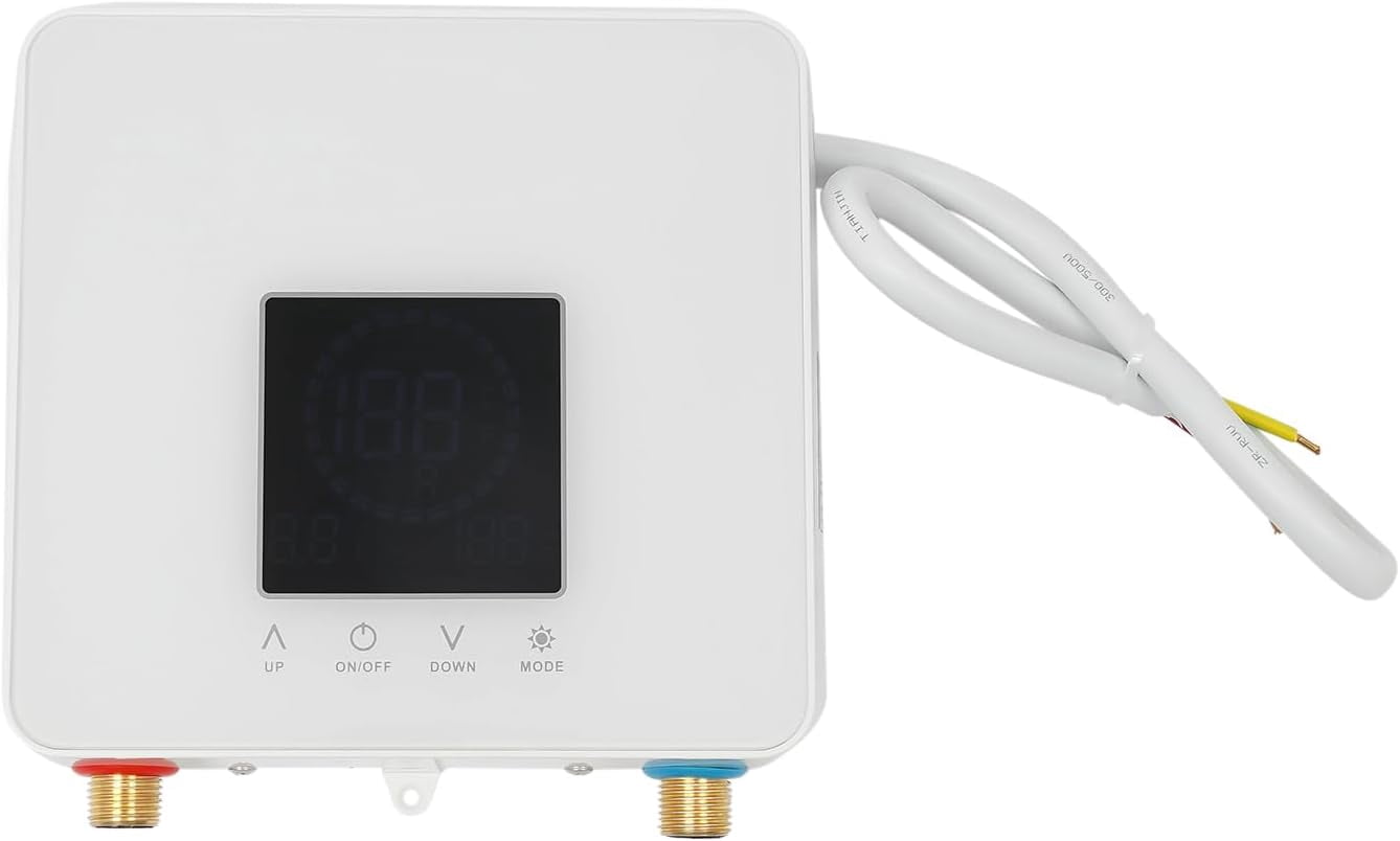 Miumaeov Intelligent Constant Temperature Electric Water Heater,Large Square All White Design, Pecise Temperature Control,Enjoy Comfortable Bathing
