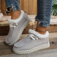 thumbnail image 2 of YOUYEDIAN Loafers for Women Fall Winter Versatile Slip On Plush Warm Fashion Lace-up Design Platform Flats Casual Outdoor Comfy Walking Shoes, 2 of 5