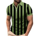thumbnail image 6 of VgaVtl Men Polo Shirts Big and Tall Summer Short Sleeve Mens Shirts Running Green Casual Button Striped Shirts, 6 of 7