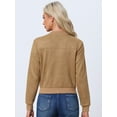 thumbnail image 3 of Unique Bargains Women's Cropped Stand Collar Zip Up Biker Moto Bomber Jackets XL Khaki, 3 of 6