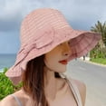 thumbnail image 4 of CoCopeanut Fashion Women Bow Big Brim Hat Protection Visors Bucket Hat Sunscreen Fisherman Hats Outdoors Fishing Cap Ponytail Sun Hat, 4 of 6