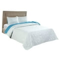 thumbnail image 4 of Legacy Decor 3 Pcs Shell & Seahorse Stitched Pinsonic Reversible Lightweight Bedspread Quilt Coverlet Oversize, Blue Color, King Size, All Ages., 4 of 7