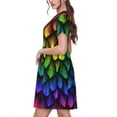 thumbnail image 2 of Naloa Dragon Scales Print Womens Summer A-Line Dress with Pockets,Short Sleeve Dresses,Flowy Beach Swing Dress for Vacation Travel, 2 of 6