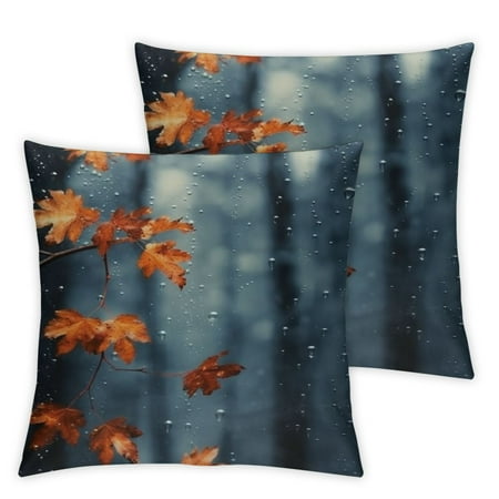 

WGOD Rainy Day Short Plush Pillowcase Set of 2 for Home Decor Spring Season for Car Couch Bedroom 12x12in