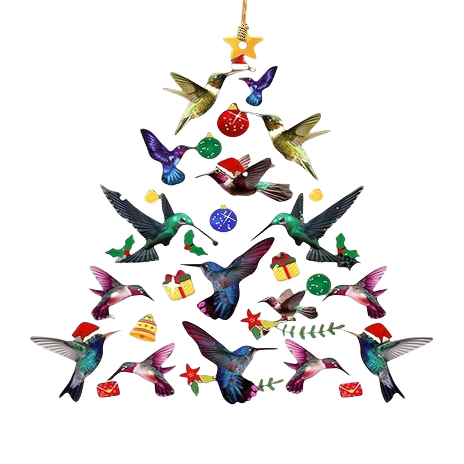 Lot de 3 décorations de Noël en forme de colibri colorées pour les amoureux des colibri