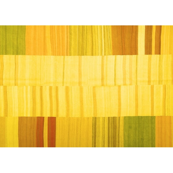 Ahgly Company Indoor Rectangle Abstract Yellow Contemporary Area Rugs, 2' x 5'