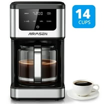 AIRMSEN 14-Cup Coffee Maker with Adjustable Brew Sizes, Programmable Coffee Machine with 71oz Glass Carafe, Drip Coffee Pot, 2-Hour Keep Warm, Auto-off