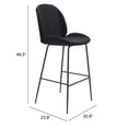 thumbnail image 2 of Bar Stool Chair Barstool, Steel Metal, Fabric, Black, Black, Bar Kitchen Pub Cafe Bistro Hotel Restaurant Hospitality, 2 of 10