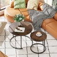 thumbnail image 3 of Coffee Table Nesting Set of Side Set Golden Frame Circular Round and Marble Pattern Wooden Tables Living Room Bedroom Apartment Modern Industrial Simple Nightstand, 3 of 9