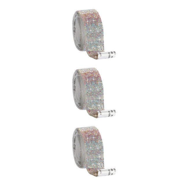 kurtrusly Élégant Cristal Ruban Strass DIY Autocollant Multicolore 2.7cm 3Set