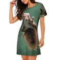 thumbnail image 2 of Logiee Squirrel Print Nightgowns for Women,Soft Short-Sleeved Lightweight Sleepwear, Loose Sleepshirts, 2 of 6