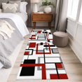 thumbnail image 5 of Red Black Grey Geometric Runner Rug 2x6 FT, Non Slip Hallway Carpet, Middle Century Modern Abstract Art Washable Floor Carpet Throw Runner Carpet Long Rug for Entryway Kitchen Bedside Sliding Door, 5 of 9