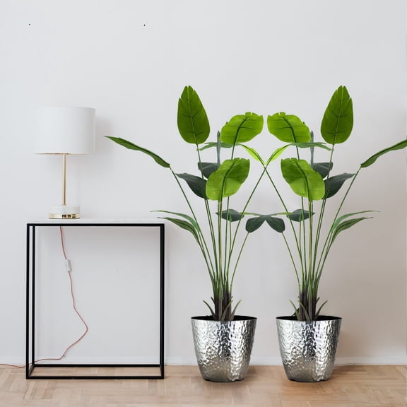 Efavormart 2 Pack | 5ft Artificial Bird Of Paradise Indoor Planter With Pot, Faux Green Decor Plant