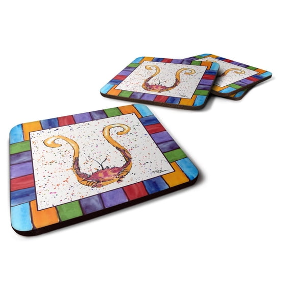 Carolines Treasures 8444-UFC Beach and Seafood Foam Coaster Set of 4 3 1/2 x 3 1/2 multicolor
