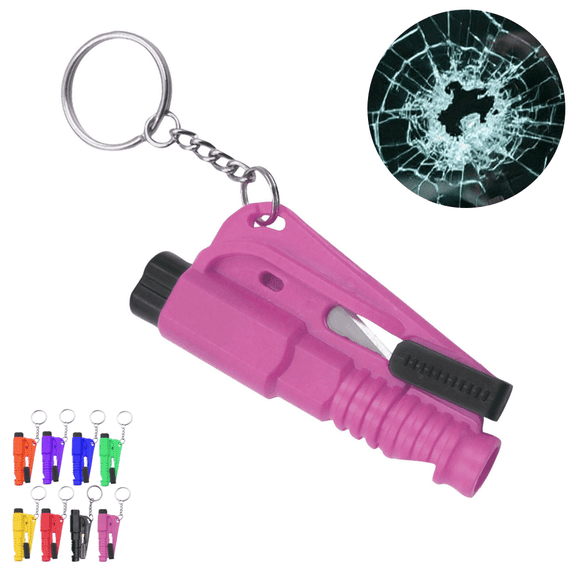 1PC Car Window Breaker, Portable Keychain Escape Tool, Compact Emergency Safety Device for Vehicle Accident Rescue, Pink
