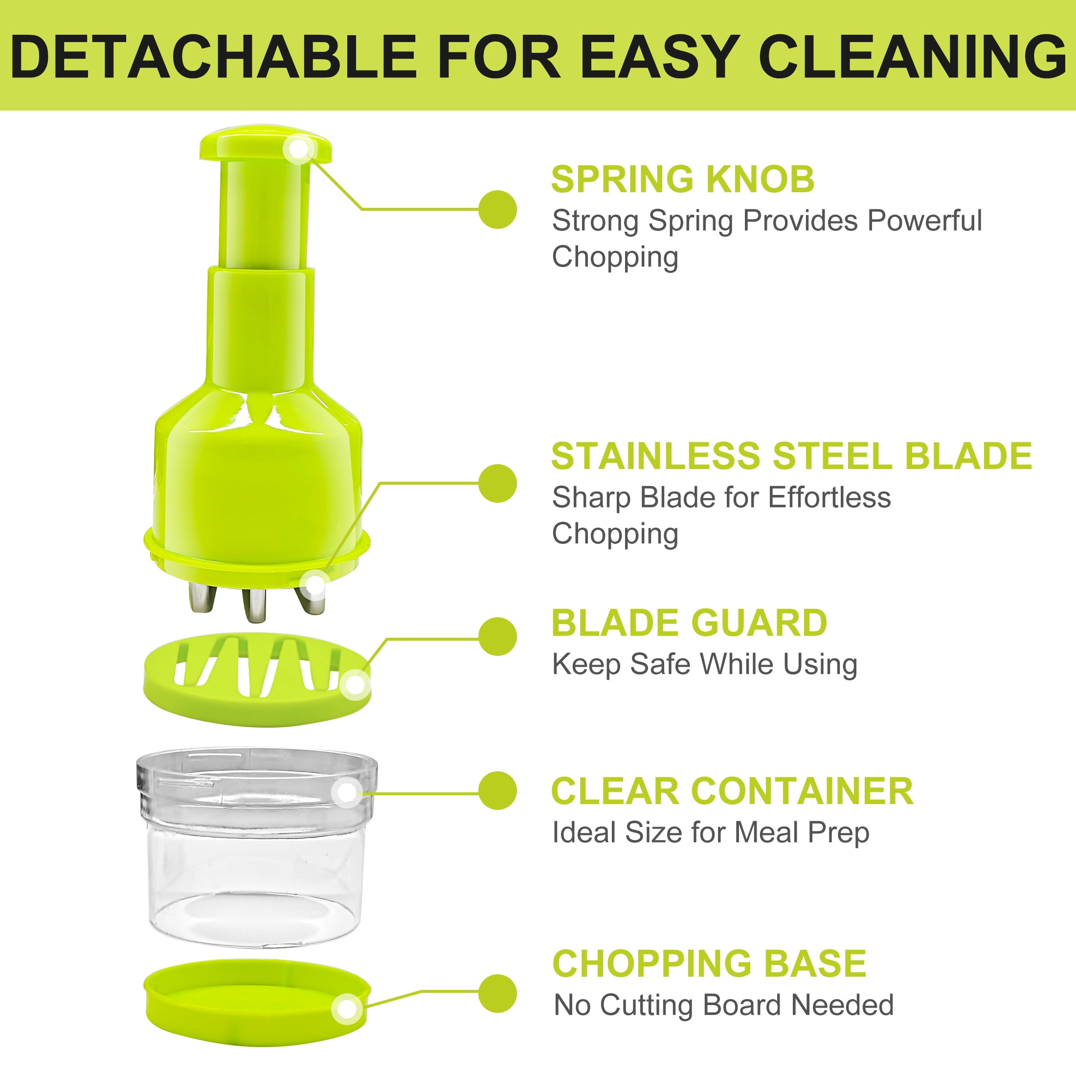 GARITIN Onion Chopper, Hand Press Vegetable Chopper with Stainless Steel Blades Onion Dicer, Manual Food Chopper for Garlic, Onion, Green