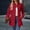 Red, variant on Women's Mid Length Wool Blend Blazer Stand Collar Open Front Coat with Functional Pockets Yellow XXL