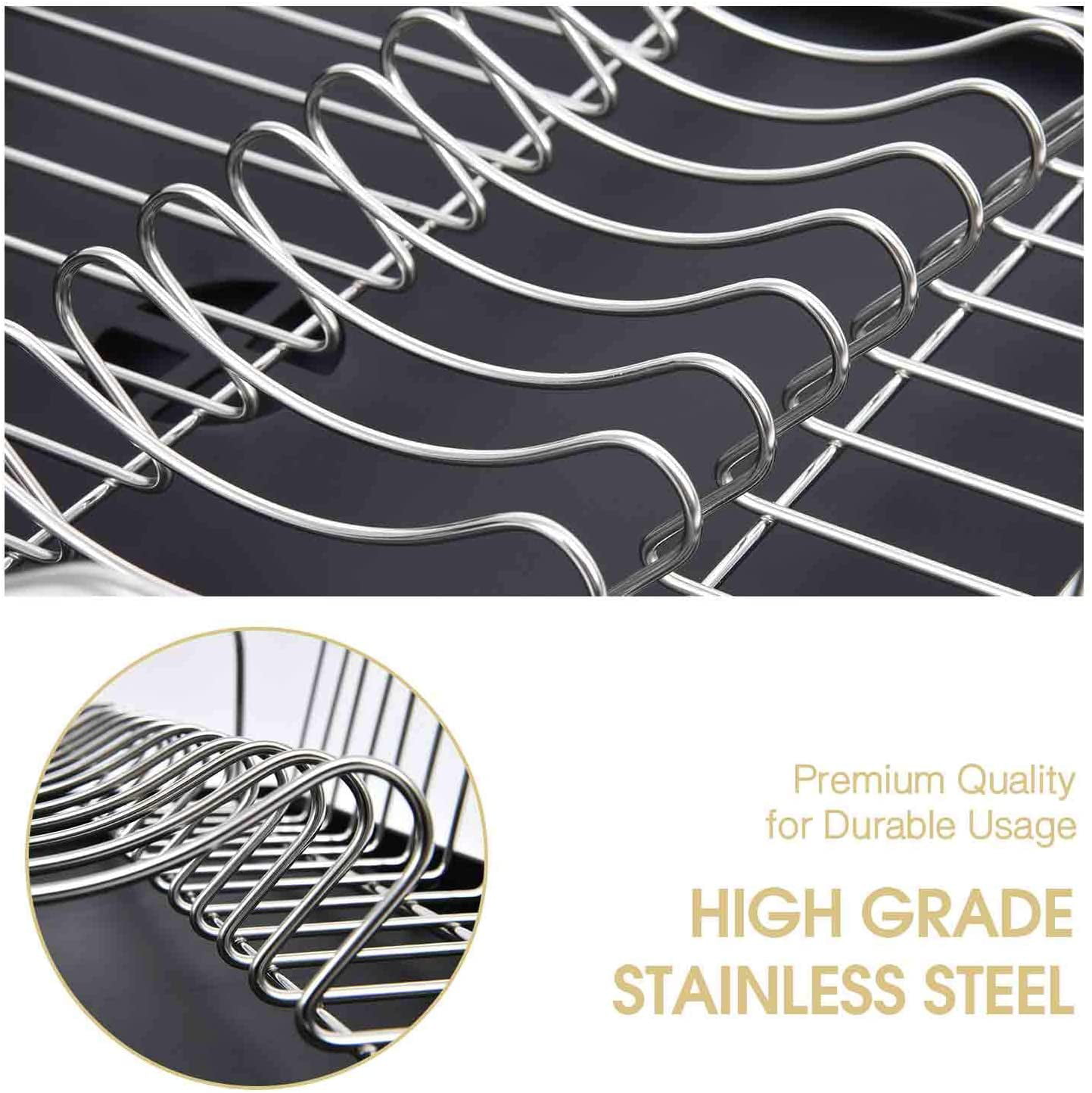 PremiumRacks Large Dish Rack - 304 Stainless Steel - Modern Design - L