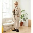 thumbnail image 3 of Boys Slim Fit 3-Piece Double Breasted Suit Set with Peak Lapel - Wedding, Formal Tuxedo-Jacket Pants Shirt, 3 of 5