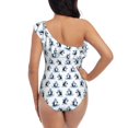 thumbnail image 5 of Gukieu Skiing Penguin Funny Print One-shoulder Ruffled One-piece Swimsuit with Removable Chest Pads and Tummy-control Swimsuit for Women-Large, 5 of 6