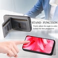 thumbnail image 6 of For Google Pixel 9A Wallet Phone Case,PC + PU Leather + TPU Hybrid Design,With Card Slots,Diagonal Fabric Pattern,Back Flip Kickstand,Shockproof Rugged Dropproof Phone Case,Gray, 6 of 9
