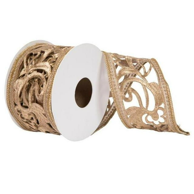 Vickerman QR223516 4 in. x 5 Yard Copper Laser Cut Trim Ribbon