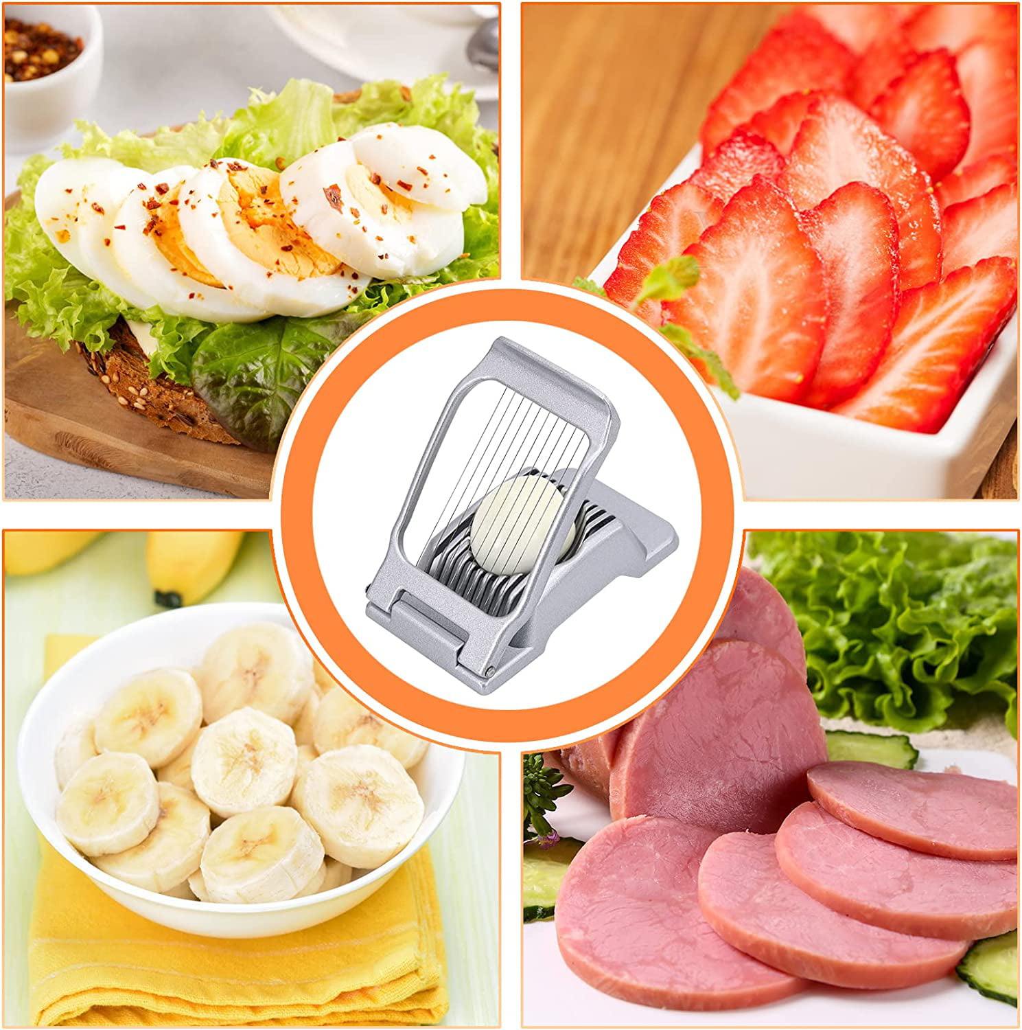 Egg Slicer, Egg Cutter for Hard Boiled Eggs Durable Stainless Steel Wire  Egg-shaped Groove Suitable for Egg Soft Fruits and Vegetables(White）