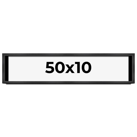 50x10 Shadow Box Frame Grey Charcoal Black | 0.875 Inches Deep | Wood Shadowbox Display Frame | UV