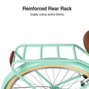 Glerc Missy 24 inch Girl Cruiser Kids Bike Shimano 6-Speed Teen Hybrid City Bicycle with Rack for Youth Ages 7 8 9 10 11 12 13 14 Years Old Wicker Basket & Lightweight, Mint Green