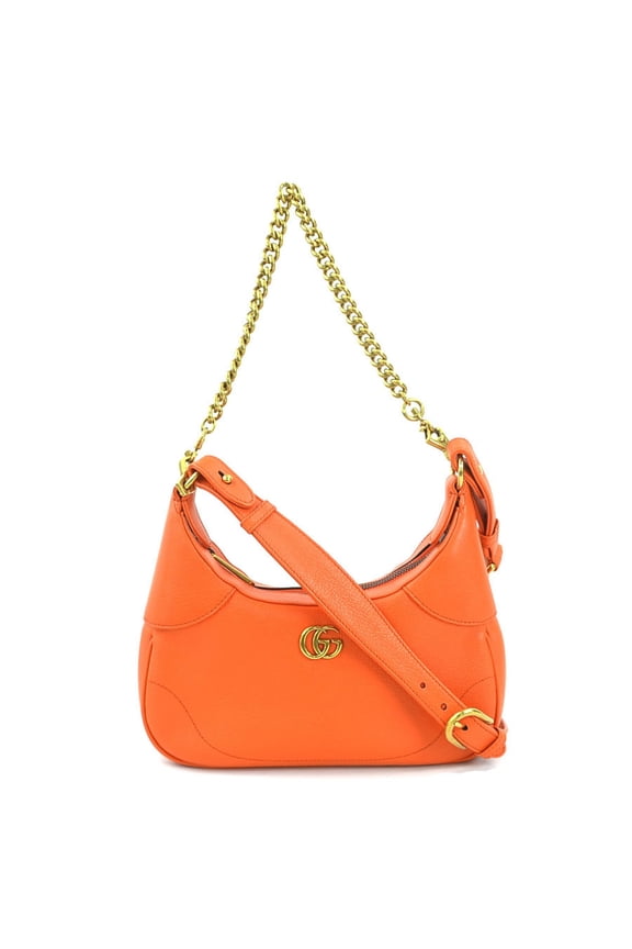 Pre-Owned GUCCI 2-Way Bag Shoulder GG Marmont Leather Orange Gold Women's 731817... (Good)