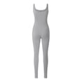 thumbnail image 6 of Caitzr Womens Sexy Yoga Bodycon Jumpsuits Ribbed Knit Workout Rompers Square Neck Solid Color One Piece Exercise Outfits, 6 of 7
