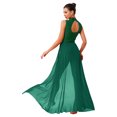 thumbnail image 2 of renvena Costumes de Danse Lyrique pour Femmes Robe Maxi Sans Manches à Col Roulé Dos Nu en Tulle et Tulle Vert Foncé L, 2 of 5