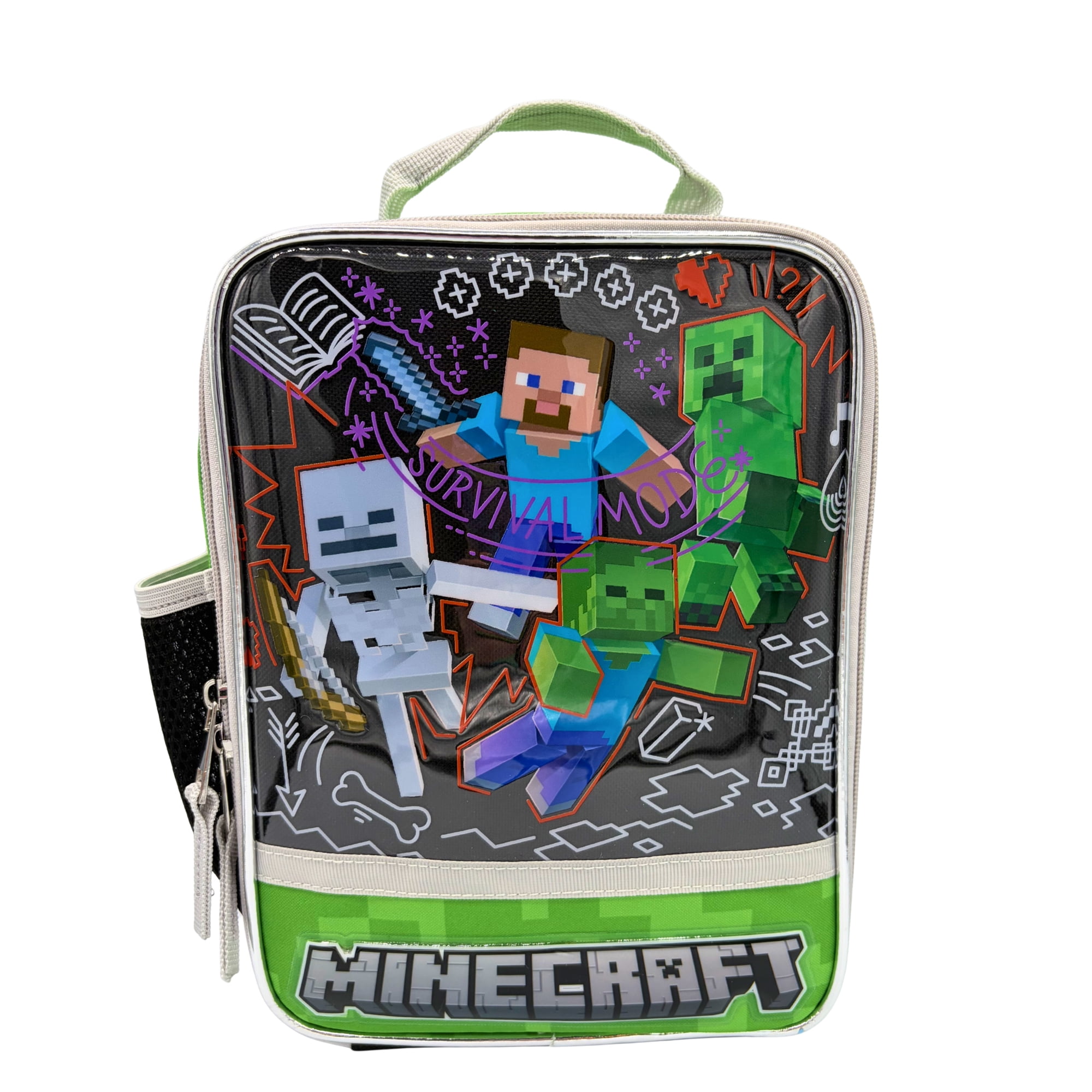 Minecraft Survival Mode Lunch Kit with Insulated Interior, Padded Handle and Front Pocket