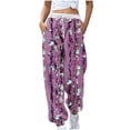 thumbnail image 2 of Titcea Women's Pants Fashion Printed Elastic Waisted Drawstring Sweatpants with Pockets Loose Comfort Casual Joggers, 2 of 5